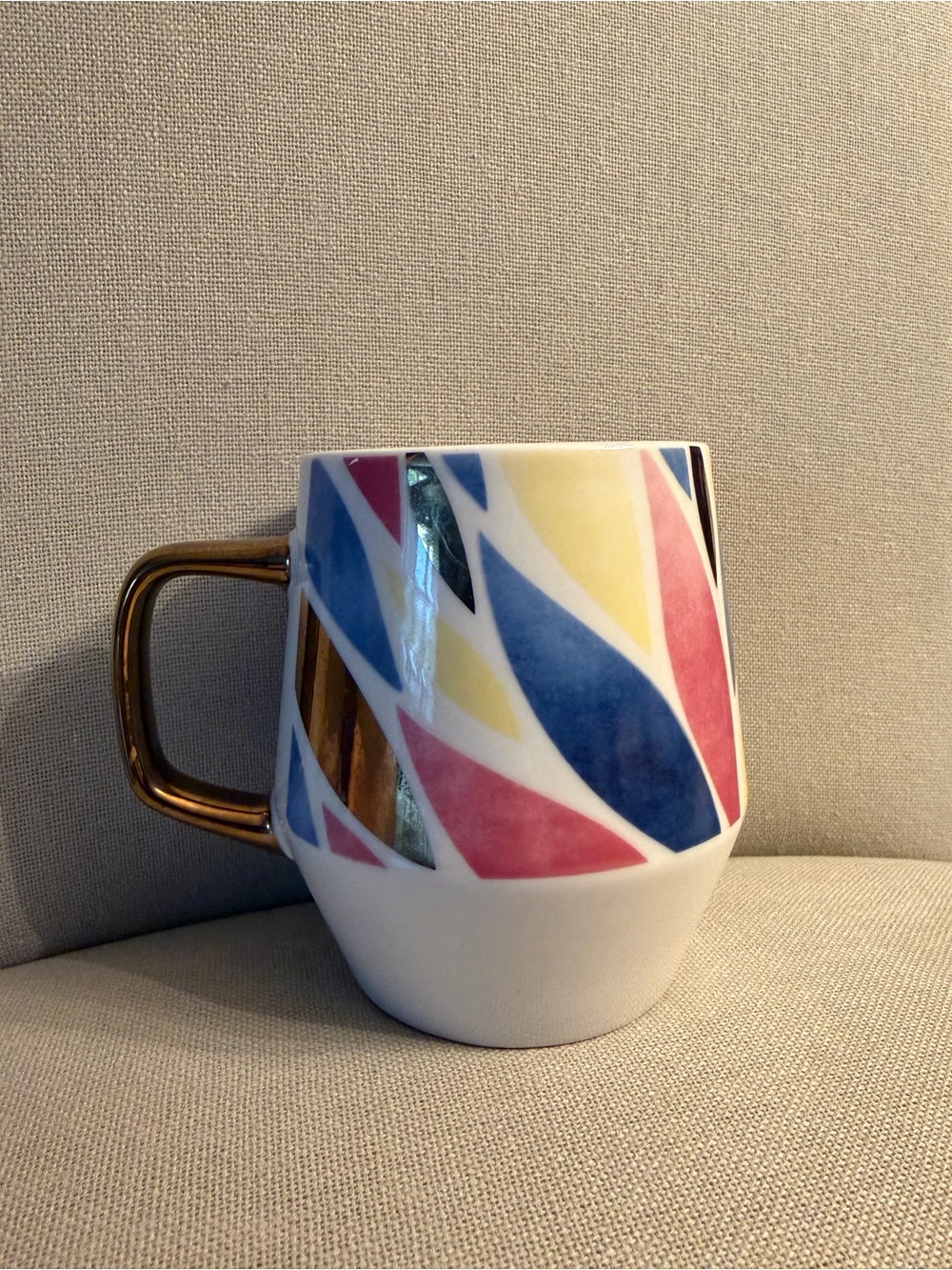 Large Gold Handle Leaf Mug Blue Pink Yellow white coffee tea vase cup cozy